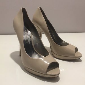 Guess Patent Leather Nude Peep-toe Pumps